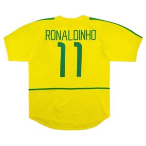 Ronaldinho #11 Retro Brazil Home Jersey World Cup 2002