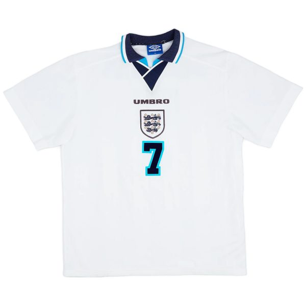 BECKHAM #7 Retro England Home Jersey Euro Cup 1996
